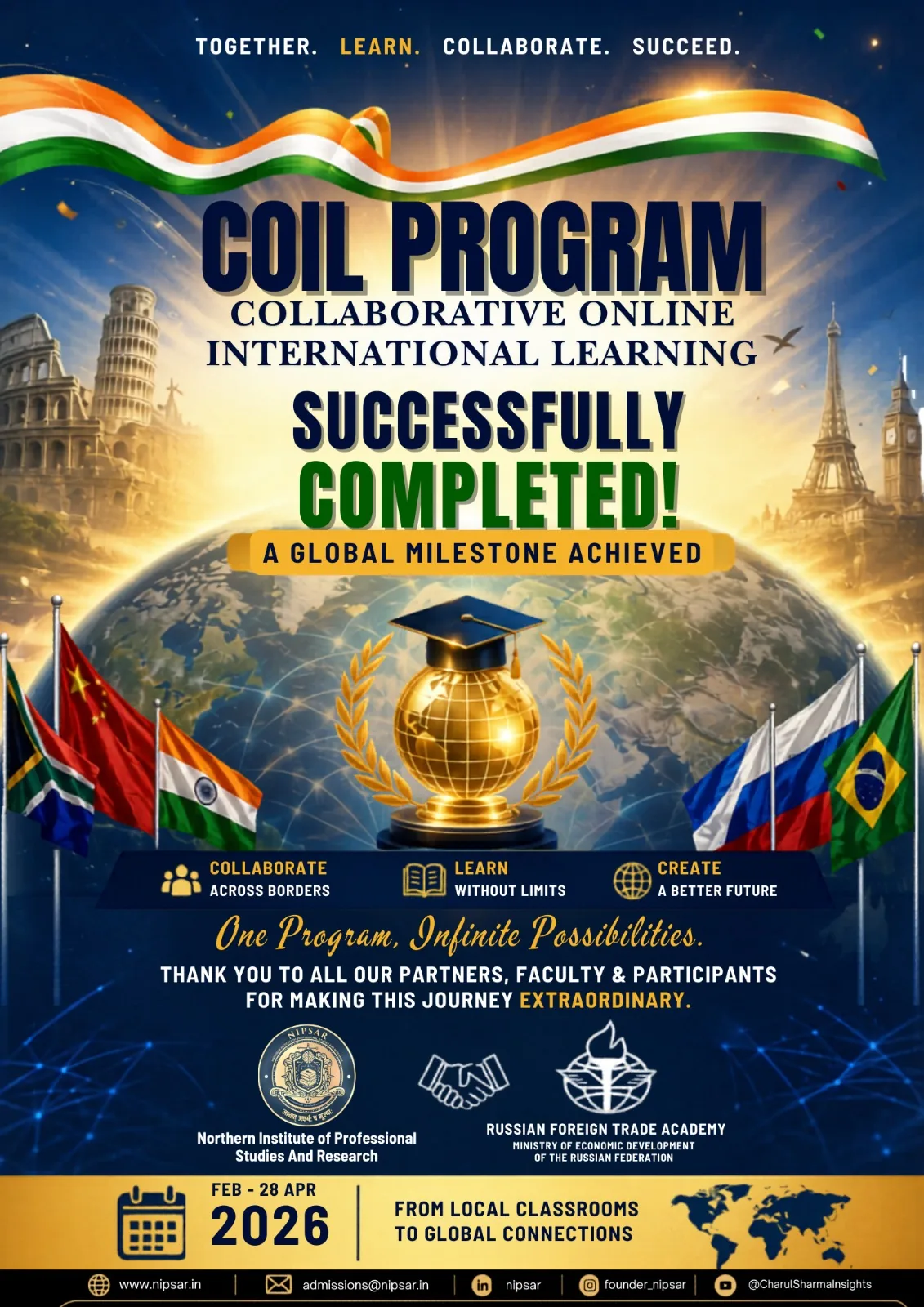 COIL Program successfully completed — a global milestone achieved. February to 28 April 2026, in partnership with the Russian Foreign Trade Academy.